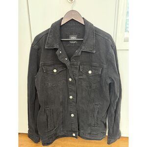Zara Black Denim Jean Jacket Size Men's Large